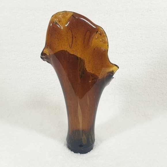 Vintage Amber Brown Root Beer Hand Blown Vase - Picture 5 of 12